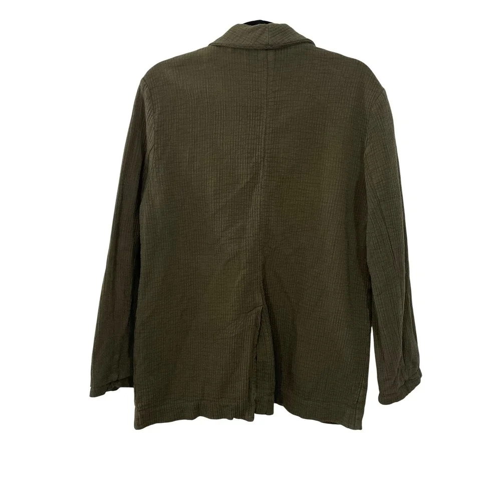 Free People Rowan Dark Olive Green Gauze Cotton Blazer‎ SMALL Jacket OB1112308